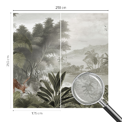 Decorative wall mural for living room with a tropical oasis design
