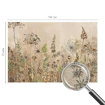 Non-woven wall mural with a rustic floral design