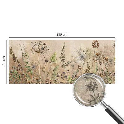 Non-woven wall mural with a rustic floral design