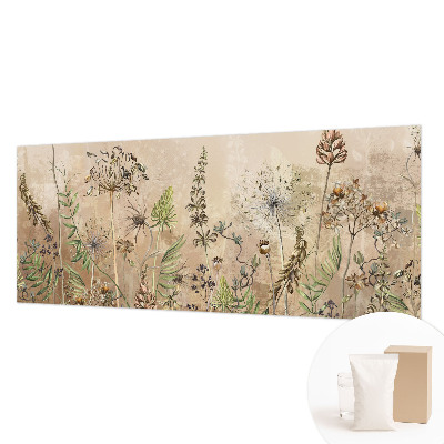 Non-woven wall mural with a rustic floral design