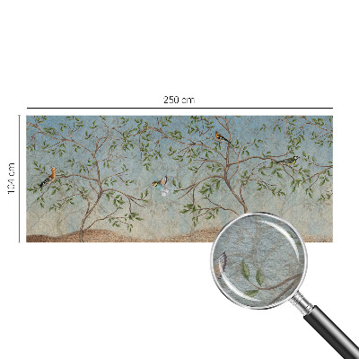 Wall mural featuring birds in the trees