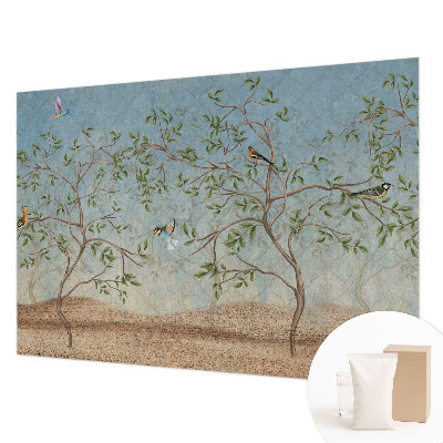 Wall mural featuring birds in the trees