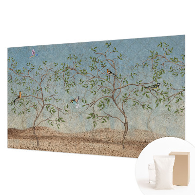 Wall mural featuring birds in the trees