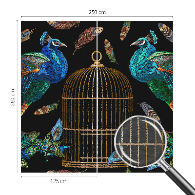 Large wall mural wallpaper featuring a peacock image