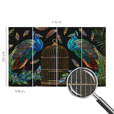 Large wall mural wallpaper featuring a peacock image