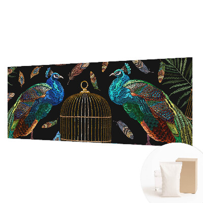 Large wall mural wallpaper featuring a peacock image