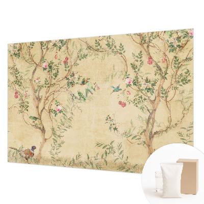 Bedroom wall mural wallpaper with floral accents