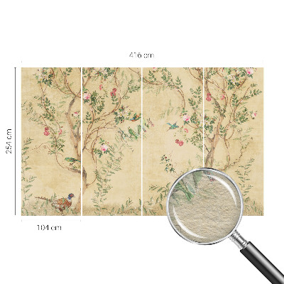 Bedroom wall mural wallpaper with floral accents