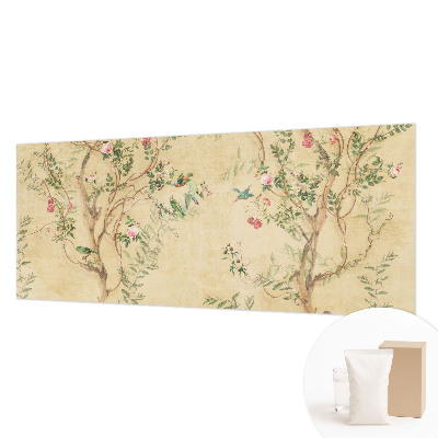 Bedroom wall mural wallpaper with floral accents