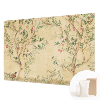 Bedroom wall mural wallpaper with floral accents
