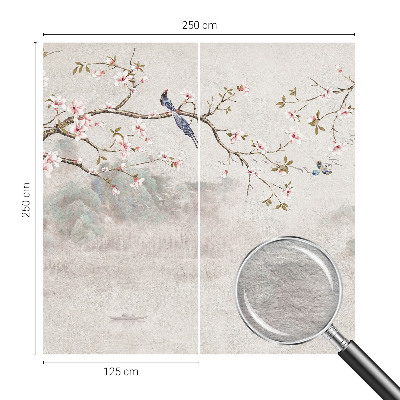 Large wallpaper mural with an oriental landscape design