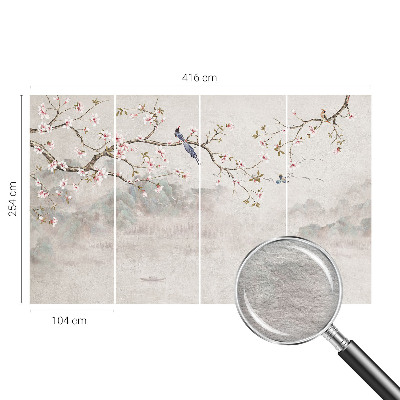 Large wallpaper mural with an oriental landscape design