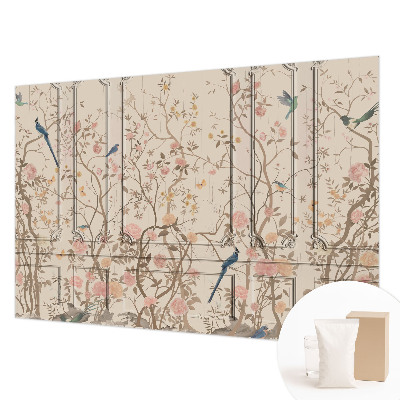 Large wall mural wallpaper with a birds and flowers pattern