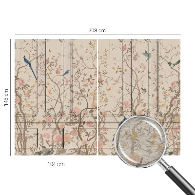 Large wall mural wallpaper with a birds and flowers pattern