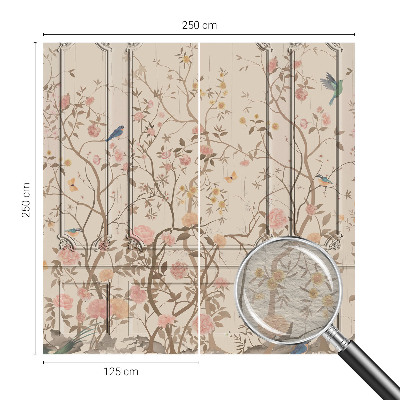 Large wall mural wallpaper with a birds and flowers pattern