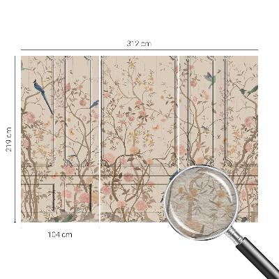 Large wall mural wallpaper with a birds and flowers pattern