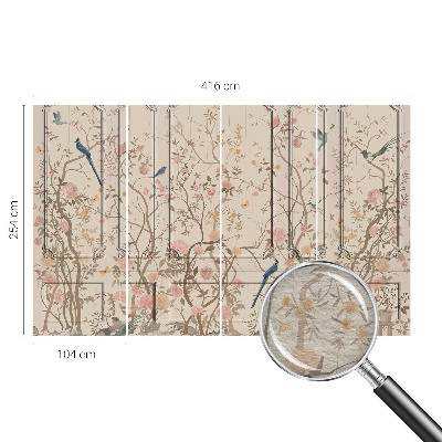 Large wall mural wallpaper with a birds and flowers pattern