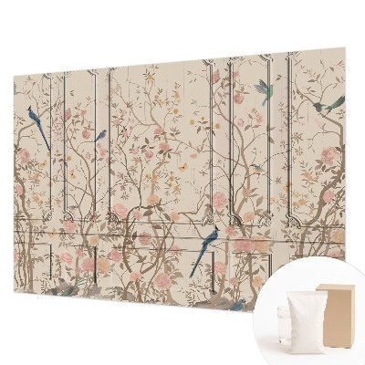 Large wall mural wallpaper with a birds and flowers pattern