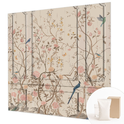 Large wall mural wallpaper with a birds and flowers pattern