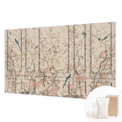 Large wall mural wallpaper with a birds and flowers pattern