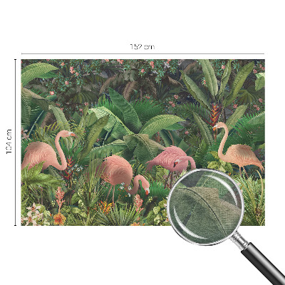 Wallpaper mural for living room with a pink flamingo design