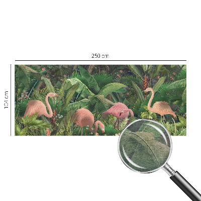Wallpaper mural for living room with a pink flamingo design