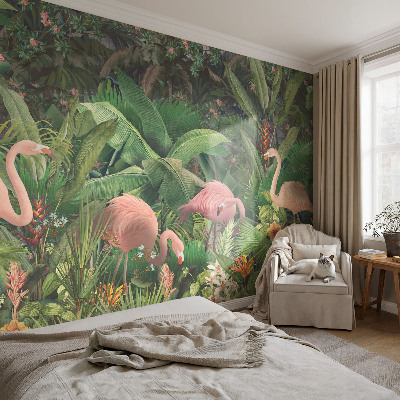 Wallpaper mural for living room Pink flamingos