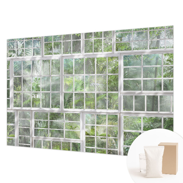 Custom size wall mural with a green forest design