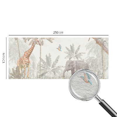 Modern wall mural with a tropical oasis design
