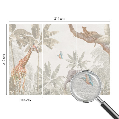 Modern wall mural with a tropical oasis design