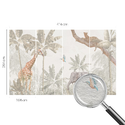 Modern wall mural with a tropical oasis design