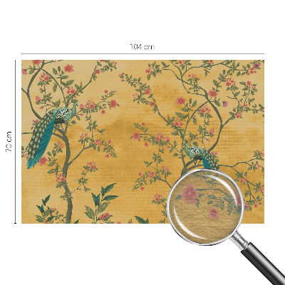 Modern wall mural for bedroom with a peacock trees motif