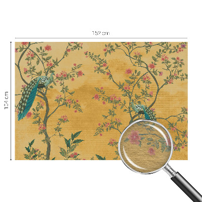 Modern wall mural for bedroom with a peacock trees motif