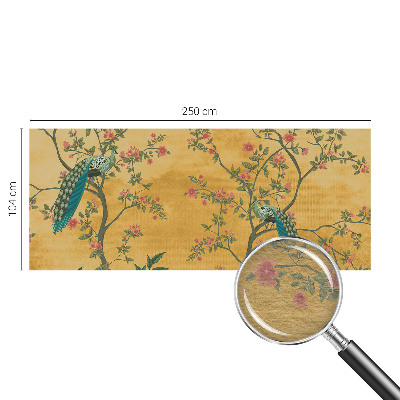 Modern wall mural for bedroom with a peacock trees motif