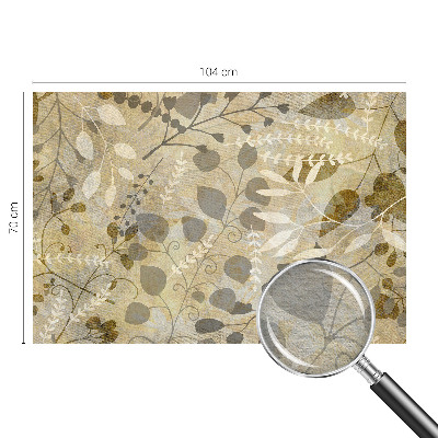 Modern wall mural for living room with a twig and leaves motif