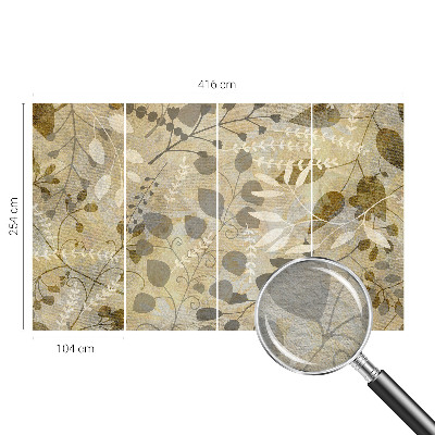 Modern wall mural for living room with a twig and leaves motif