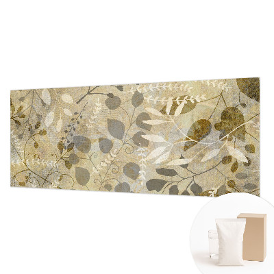 Modern wall mural for living room with a twig and leaves motif