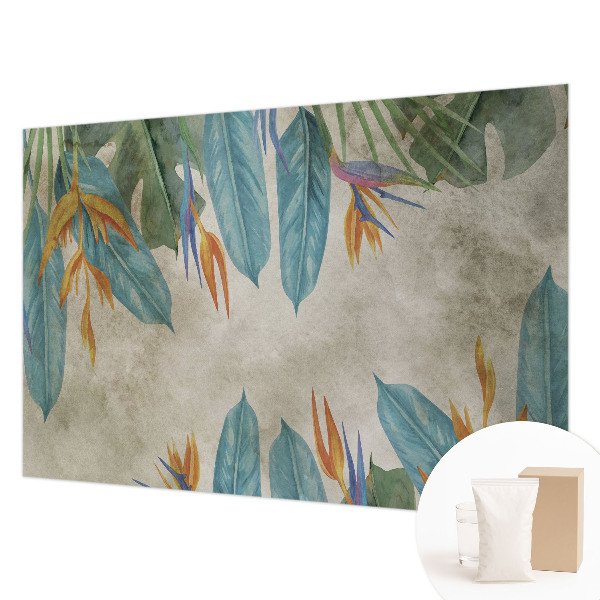 High quality wall mural wallpaper with a tropical flowers design