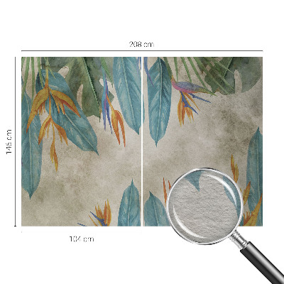High quality wall mural wallpaper with a tropical flowers design