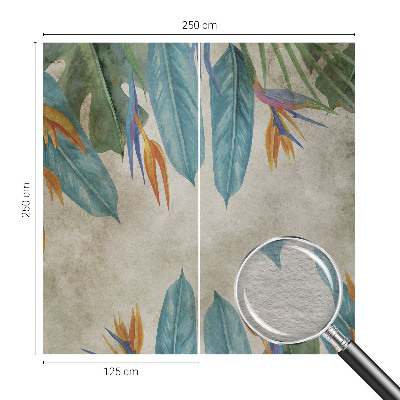 High quality wall mural wallpaper with a tropical flowers design