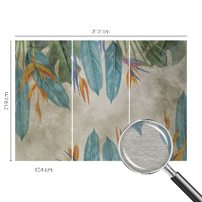 High quality wall mural wallpaper with a tropical flowers design
