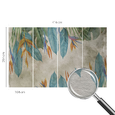 High quality wall mural wallpaper with a tropical flowers design