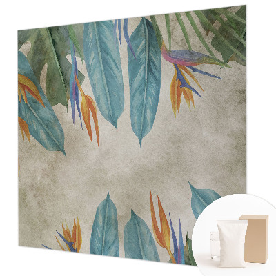 High quality wall mural wallpaper with a tropical flowers design
