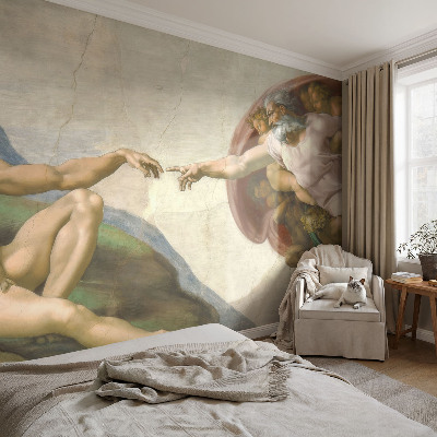 Non-woven wall mural with a spiritual contact motif