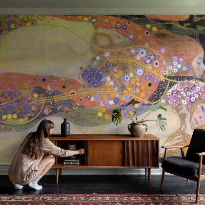 Wallpaper mural with a floral arrangement design