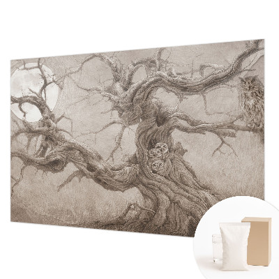 Wall mural for bedroom with a night birds design