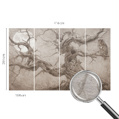 Wall mural for bedroom with a night birds design