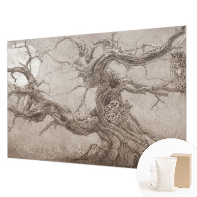 Wall mural for bedroom with a night birds design