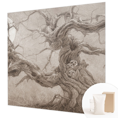 Wall mural for bedroom with a night birds design