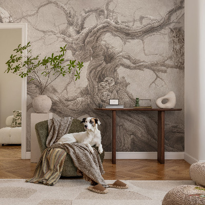 Wall mural for bedroom with a night birds design